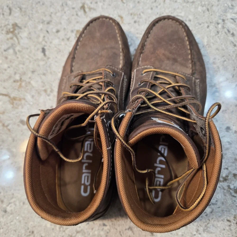 Carhartt Mens CMX4023 Lightweight Wedge Work Boots Brown Leather Moc Toe 11 M